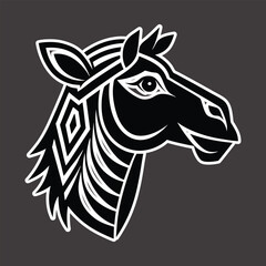 Stylized zebra head graphic with geometric patterns animal sticker