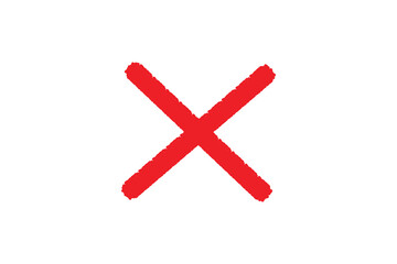 Bold red x mark symbol with textured appearance
