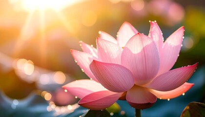Pink lotus flower in sunlight