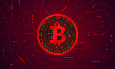 red bitcoin digital currency , futuristic digital money	