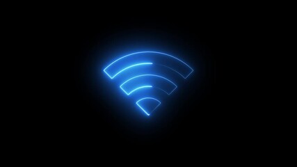 Glowing neon line Wifi wireless internet network symbol icon isolated on transparent background. Wireless networking digital futuristic technology innovation concept.  - Powered by Adobe