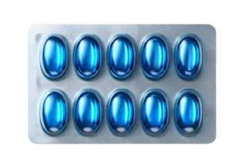 blue pills in tablet packaging