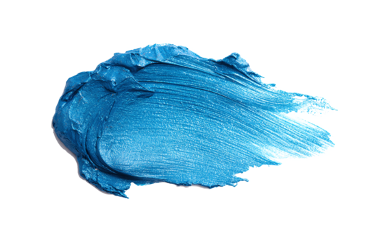 Metallic Blue Paint Smear Isolated on White Transparent Background