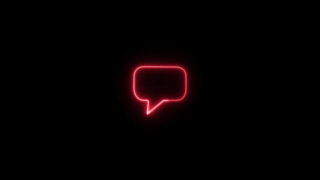 Glowing neon color message box icon conversation notice message icon animation.Neon text message icon.Glowing neon light massage icon animation.Animated neon line massage icon with massage icon.4k