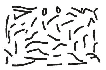 Abstract pattern of black curved and straight lines on white background