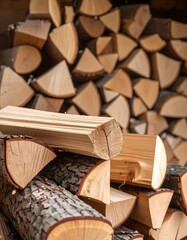 Stacked firewood, close-up (2)