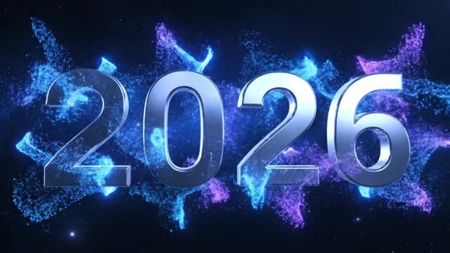 Experience the future with a dynamic 2026 countdown, perfect for new year celebrations and futuristic tech innovations, with vibrant space background
