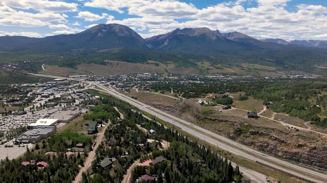 Interstate 70 traffic shown with a drone timelapse - Summer 2025 in Dillon, Colorado, USA