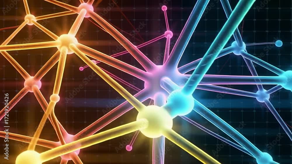 Poster Abstract network connection technology background animation with glowing lines and nodes