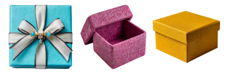 Colorful Gift Boxes with Ribbons on Transparent Background