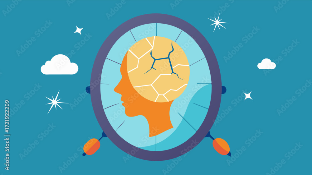 Aufkleber a cracked mirror with each crack representing a different aspect of cognitive decline such as memory