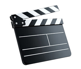 Fototapeta premium Classic movie clapperboard isolated on transparent cutout background