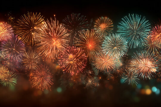 Colorful fireworks display exploding in the night sky a vibrant celebration