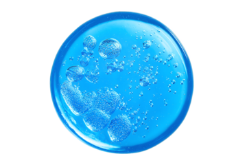 Abstract Blue Transparent Gel with Air Bubbles in a Circle, isolated on white transparent background
