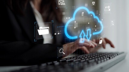 Cloud computing, cloud strategy, and cloud technology transforming digital infrastructure with...
