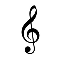 Treble Clef Music Symbol Icon for Musical Notation and Design