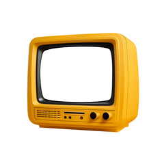 Tv de tubo antiga amarela em branco em fundo transparente