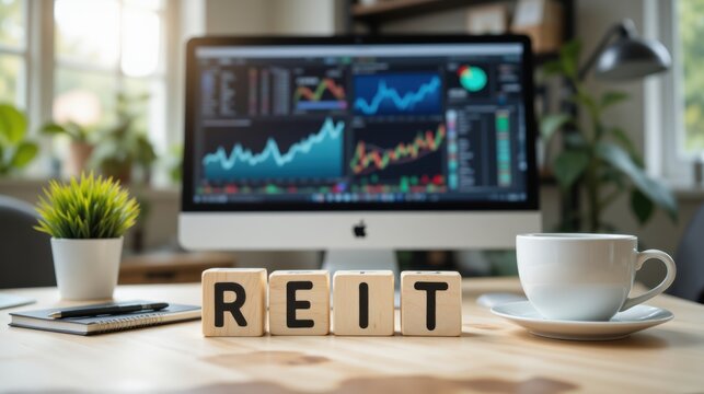 REIT real estate investment trust activity displayed through financial charts and strategic portfolio planning where diversified property assets shape sustainable income and long term growth - Powered by Adobe