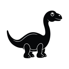 Naklejka premium Cute black silhouette of a brontosaurus dinosaur isolated on white background