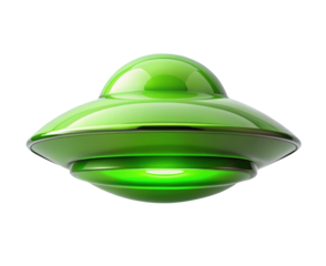UFO green saucer created as an isolated 3d object where science fiction themes meet creative fantasy making it suitable for projects focused on extraterrestrial imagination and cosmic storytelling