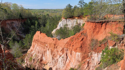 Captivating view of the intricate formations and vibrant colours of Providence Canyon State Park, known as Georgia's "Little Grand Canyon," in Georgia, USA