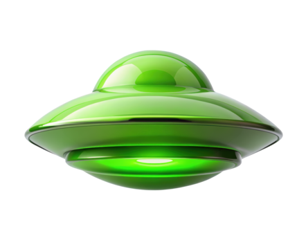 UFO green saucer created as an isolated 3d object where science fiction themes meet creative fantasy making it suitable for projects focused on extraterrestrial imagination and cosmic storytelling