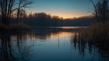 Fototapeta premium Tranquil Sunset Lake