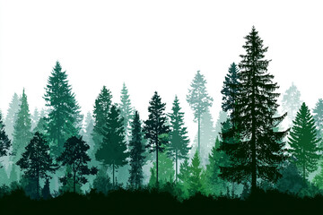 Obraz premium Majestic evergreen forest scene tall trees nature landscape misty woods
