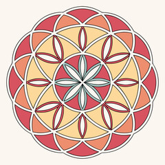 Colorful flower of life mandala design