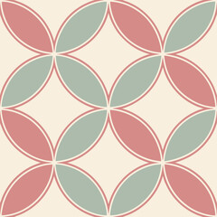 Seamless geometric pattern with overlapping circles on a beige background