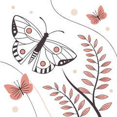 Butterfly and leaves pattern