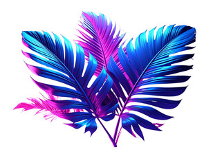  Holographic Neon Palm Leaves