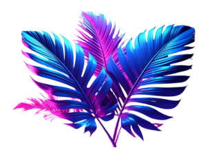  Holographic Neon Palm Leaves
