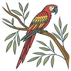 Colorful parrot sitting on a branch