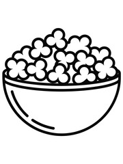 Simple line drawing of a bowl filled with popcorn