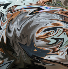 Abstract Liquid Swirl in Earth and Metallic Tones