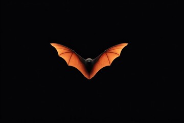 Naklejka premium Eerie bat silhouette with striking orange wings against dark bac