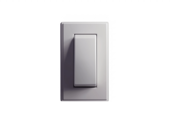 Minimalist light switch isolated against transparent background for architectural or interior designs