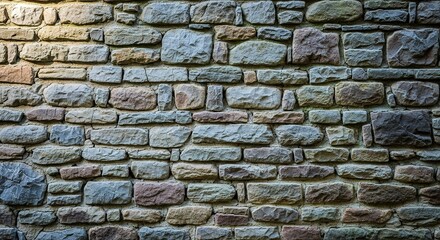 Obraz premium Close-up View of a Textured Stone Wall with Varied Tones