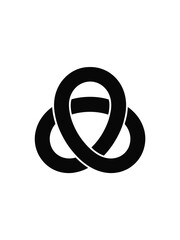 Abstract black knot symbol on white background