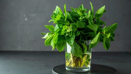 Fresh mint bunch in glass
