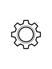 Simple outline of a gear on a white background