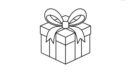 Simple outline illustration of a wrapped gift box with a bow