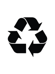 Black recycling symbol on a white background for environmental awareness