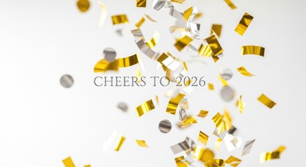 Celebration party background with falling confetti for new year or event design and festive mood concept