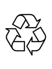 Black outline of the universal recycling symbol on a white background