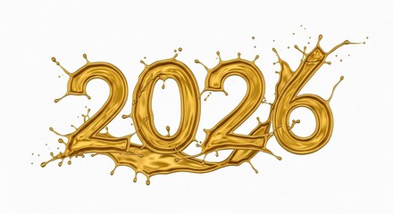 Golden liquid splash year design for upcoming events and celebrations new year illustration of year