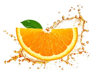Fresh orange slice with juice splash
