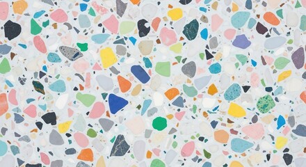 Colorful Terrazzo Pattern with Varied Shapes and Pastel Tones on