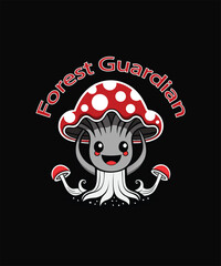 A cute, happy mushroom character with 